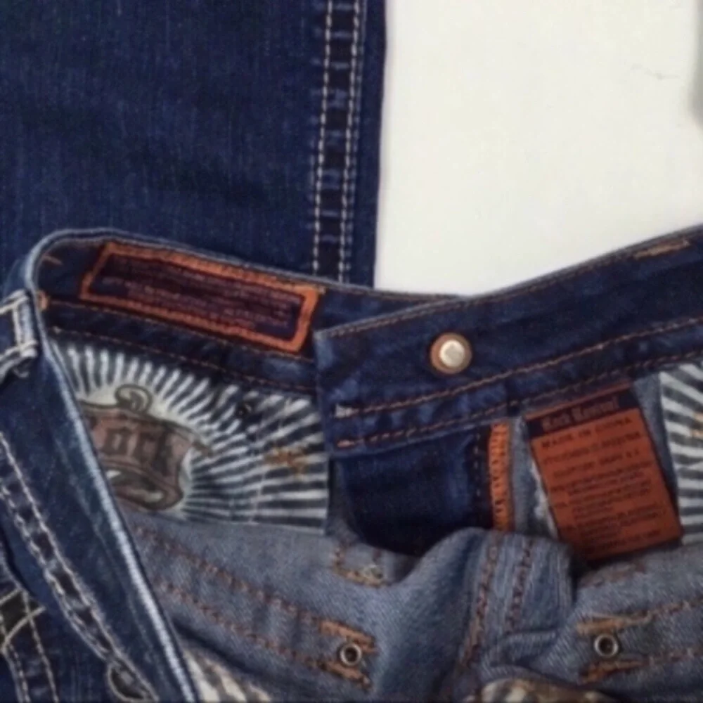 Rock Revival Sasha Dark‎ Denim Boot Crystal Jeans Women’s Size 26